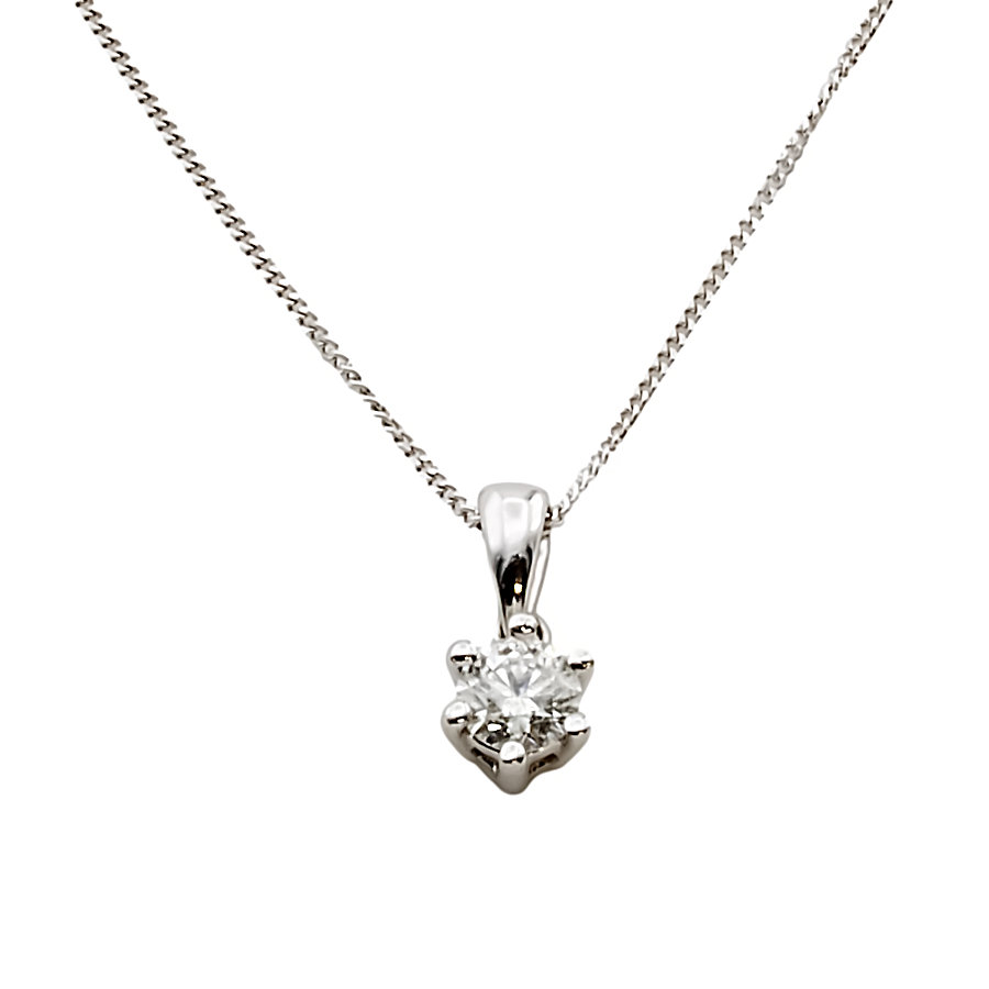 9ct White Gold Diamond 0.25cts Pendant with Chain